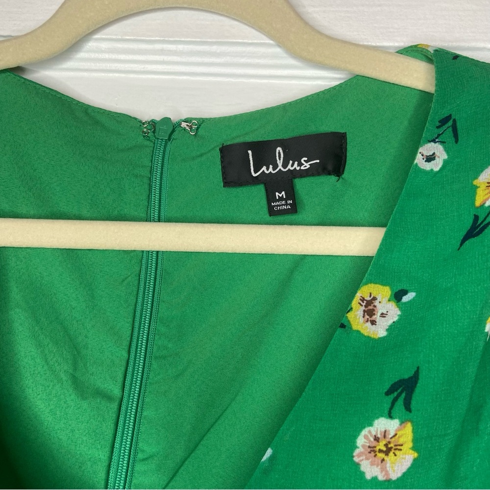 Lulu’s Field of Vision Green Floral Print Long Sleeve Mini Dress Feminine Medium - Picture 15 of 16